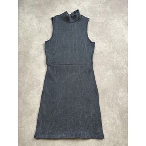 RVCA Dress Womens Small Blue White Striped Ribbed Mock Neck Sleeveless‎ Mini